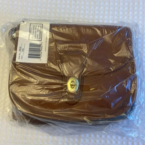 NEW! Vegan Leather Crossbody Purse Bag British Tan Brown - Picture 16 of 17